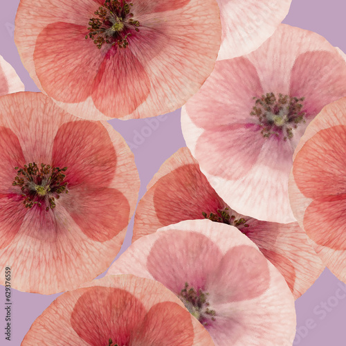 Poppy. Seamless pattern.  Floral background. Decorative prints for covers, wrappings. Illustration. Collage for textile, cotton fabric, wallpaper, T-shirts, linens.