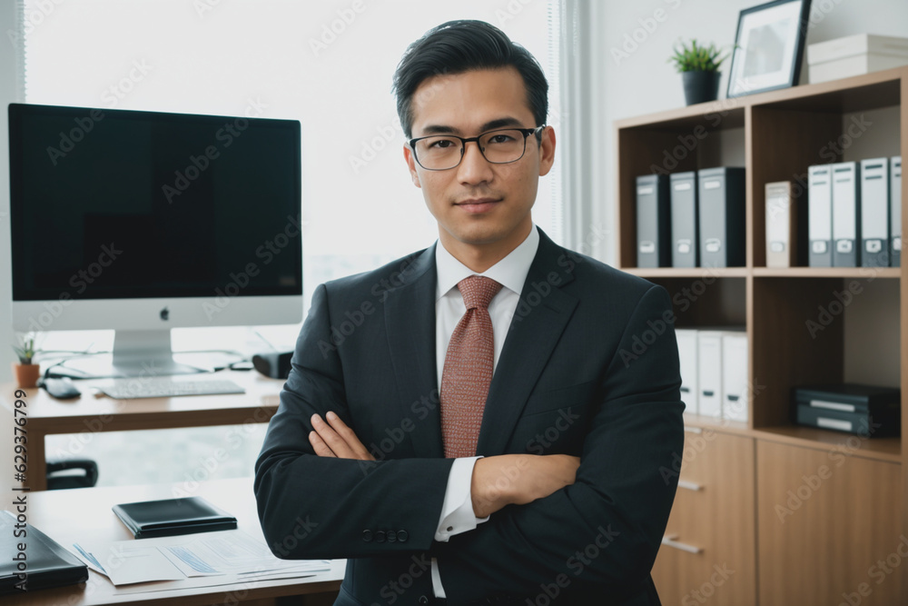 Man wearing suit, in his office. Business man. Generative AI
Man wearing suit, in his office. Business man. Generative AI