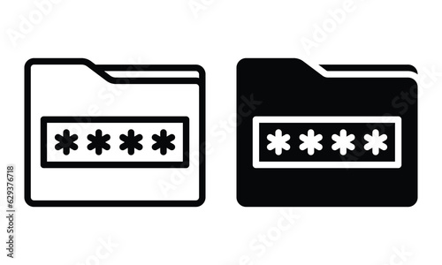 Folder password icon with outline and glyph style.