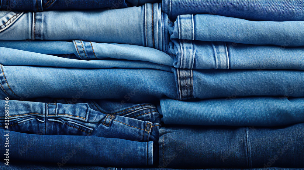 pairs of jeans are elegantly displayed on a grey background