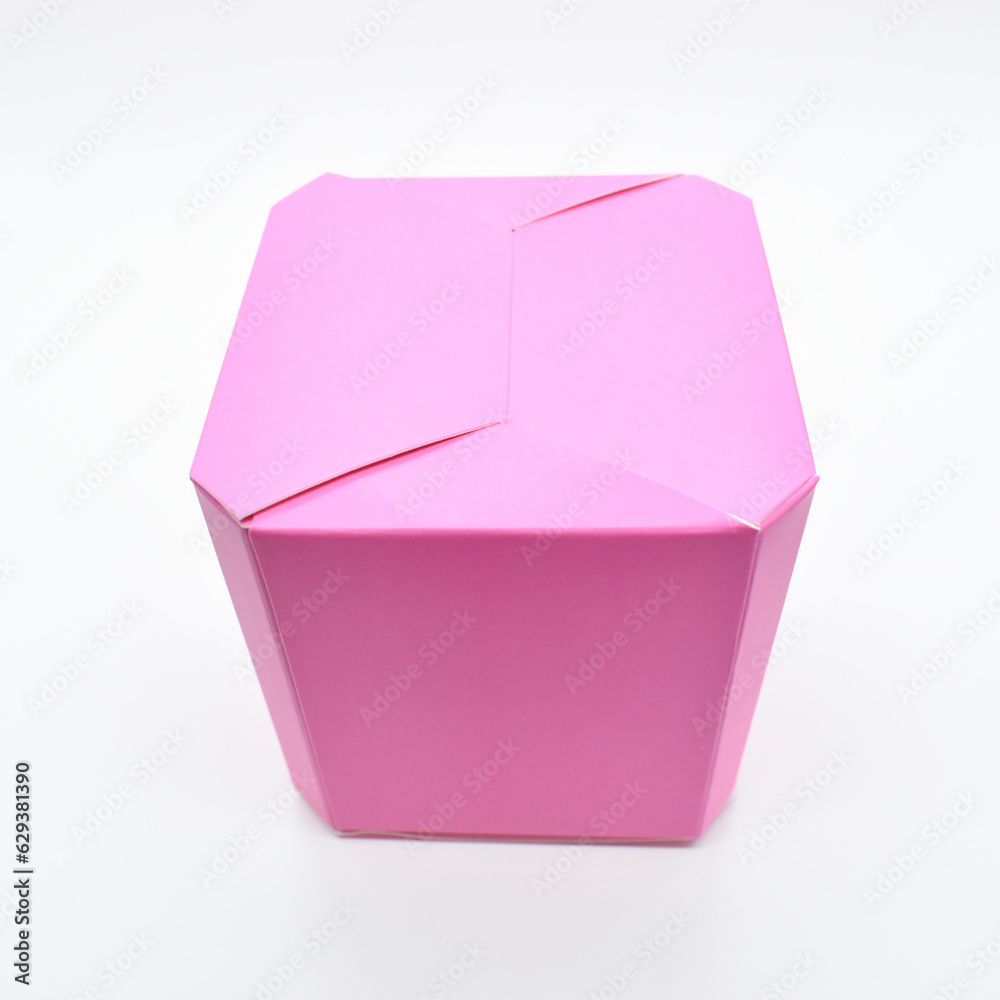 pink paper box on white background, package for design pink paper box on white background, package for design