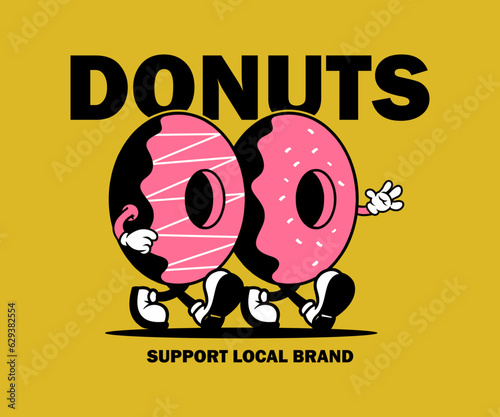 cartoon character of donut Graphic Design for T shirt Street Wear and Urban Style