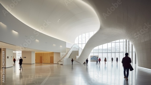 cultural center entrance hall of conventional center, modern architecture. beautiful Generative AI AIG32 photo