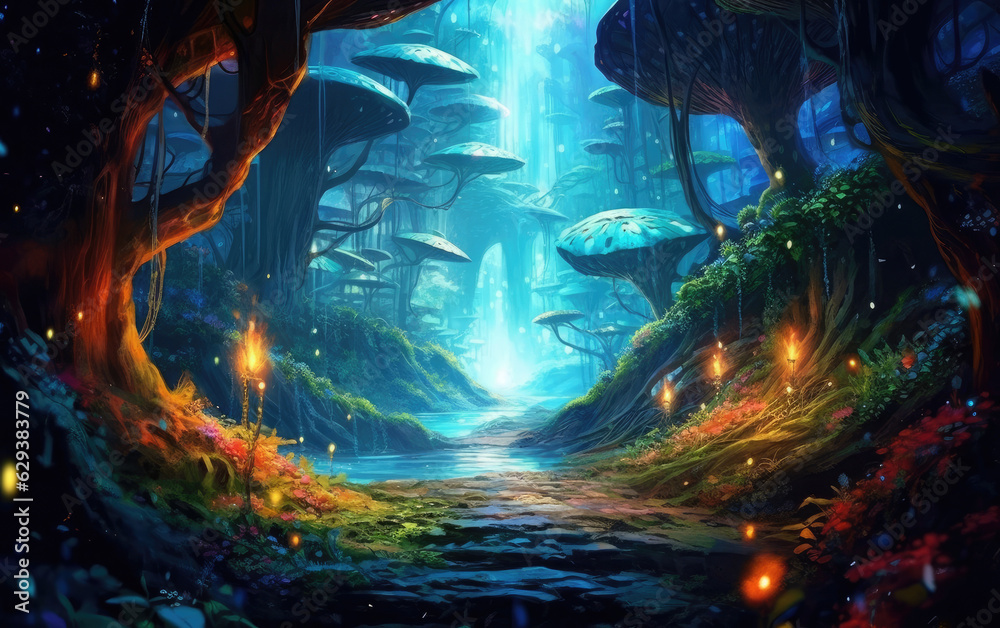 Jungle landscape with a fairy. Jungle landscape with a fairy.