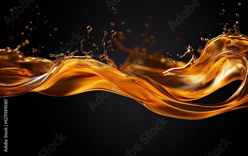 Abstract background with gold petrol oil waves.