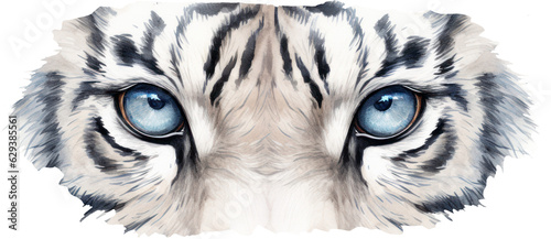 White tiger eyes watercolor illustration. Generative AI