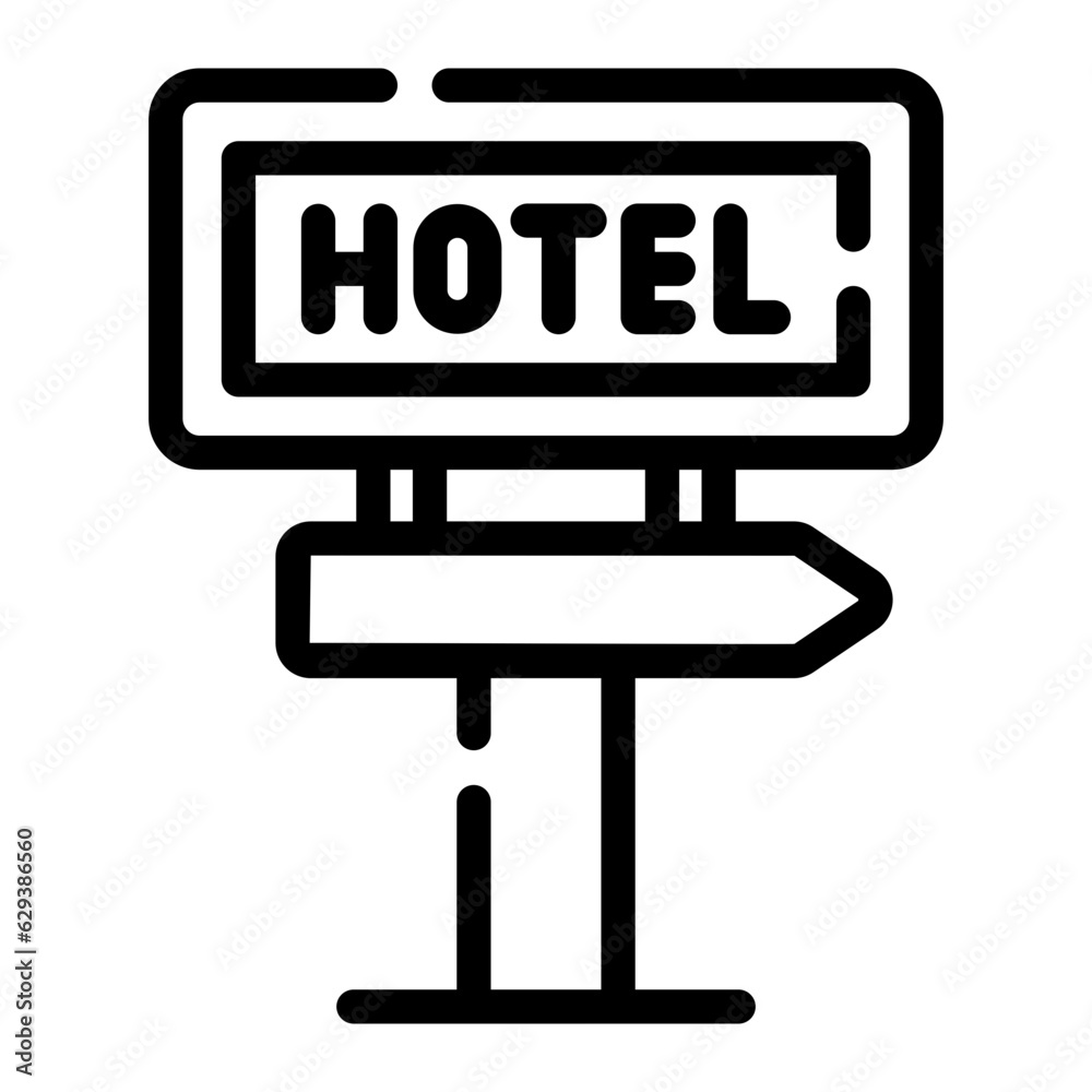 Hotel sign Line Icon Hotel sign Line Icon