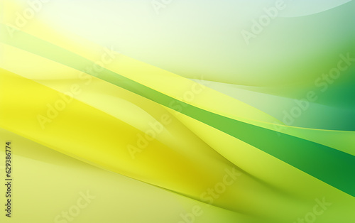 A gradient background image in light yellow and light green with a wavy green border gently blurred. A serene and soothing colored background texture. Generative AI