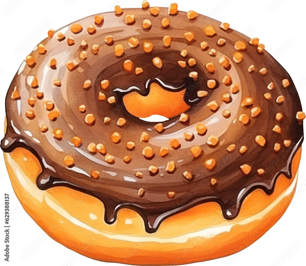 Halloween donut watercolor illustration. Generative AI