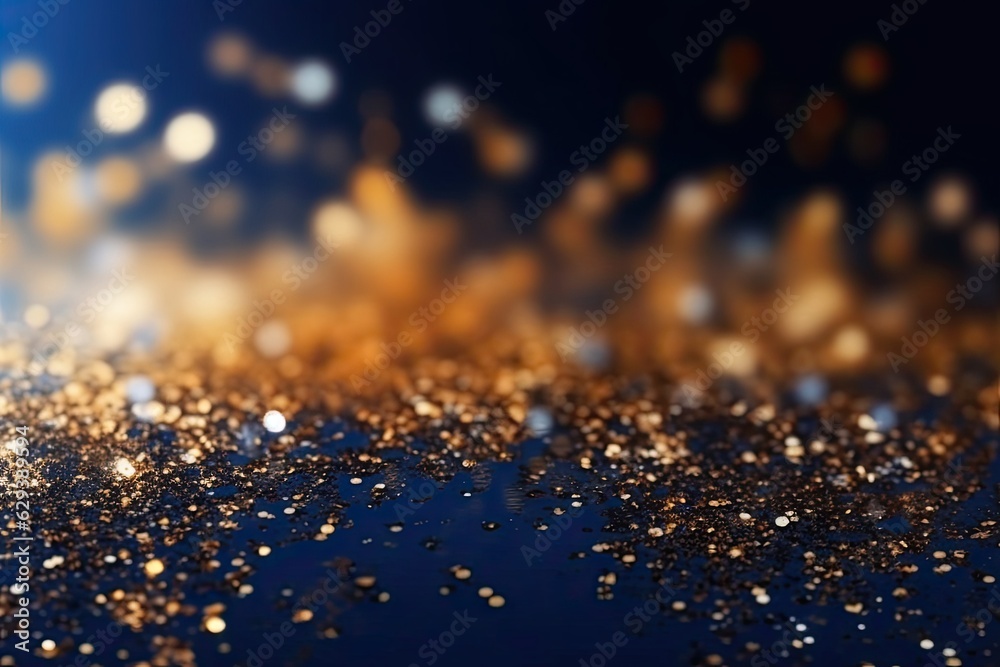 Ethereal Elegance: Golden Particles in Abstract Motion on Blue (Generative AI) Ethereal Elegance: Golden Particles in Abstract Motion on Blue (Generative AI)