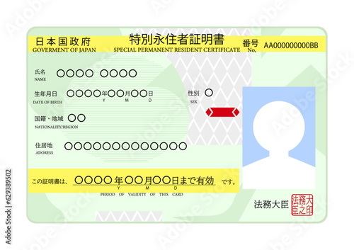 日本の永住権を証明する特別永住者証明書