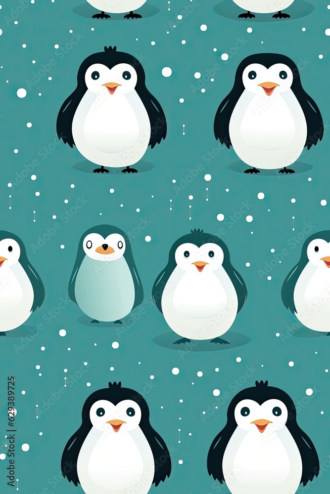 Naklejka premium Penguin faces seamless tiles