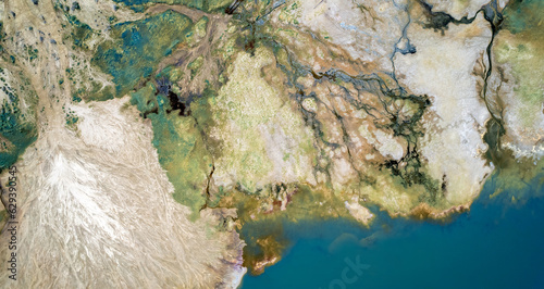 Drone view of Owens Lake Shoreline