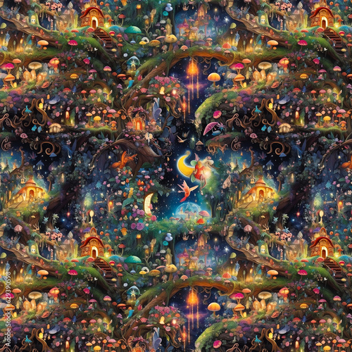 Magical Forest Seamless Pattern Background 2 © kishoredharuman
