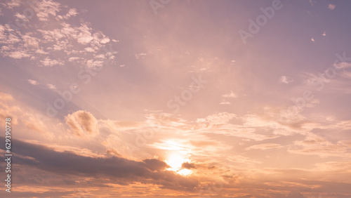 Canvas Print Panoramic view of sunset golden and blue sky nature background