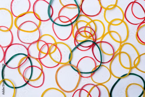Background, texture and pattern from rubber bands with random composition and color