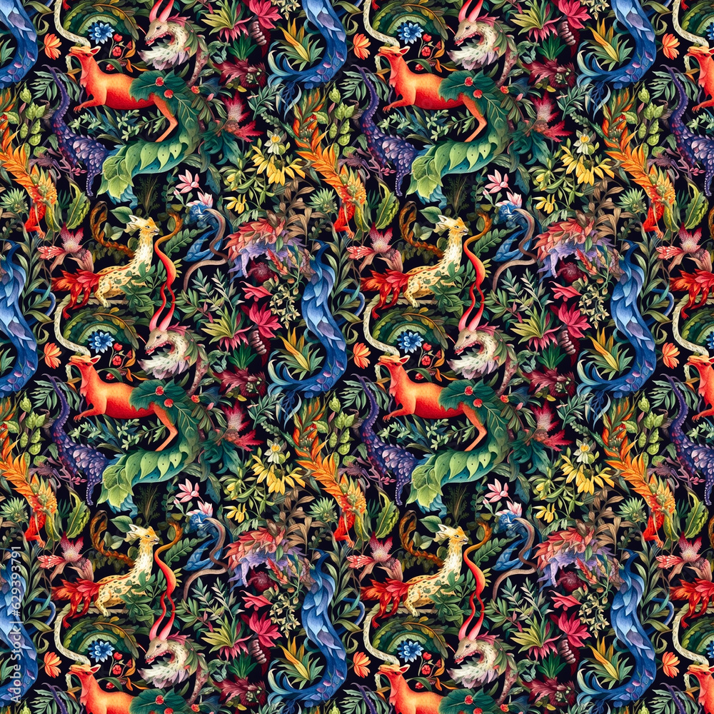 Mythical Creatures Seamless Patterns Background 3