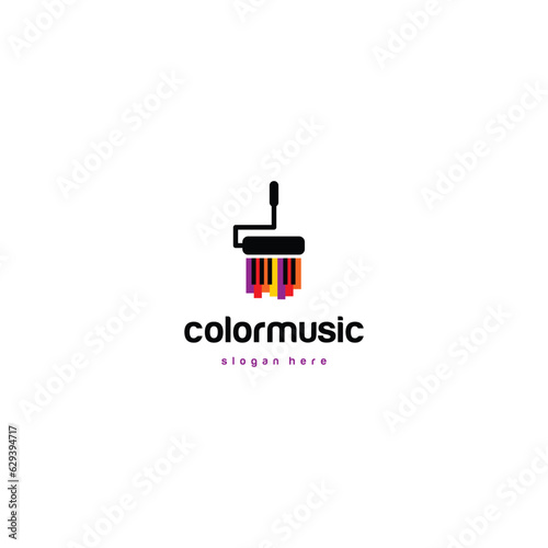 colorful music logo design on isolated background