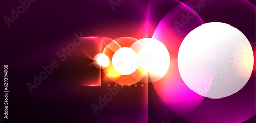 Neon light glowing circles vector abstract background