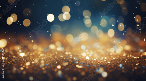 Bokeh background and golden light mist, blue with turquoise wallpaper.