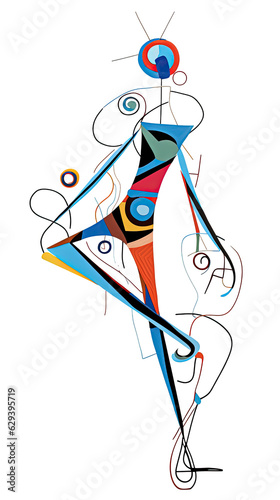 Contemporary Art Abstract Dancer Line Art Depicting a Playful and Funny Dance Pose, Abstract Dancer in Modern Line Art, Dynamic Line Art, minimalist, simple lines, artistic movement, artwork, artistic