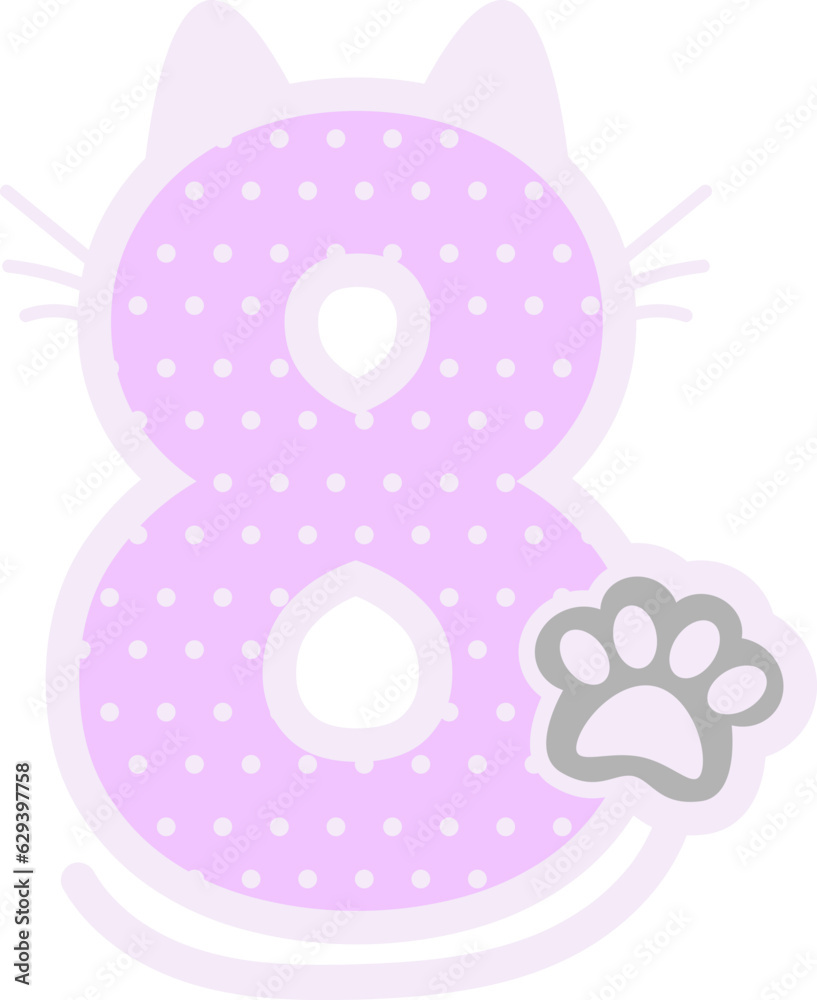 cat  numbering for birthday party  ornament animal font