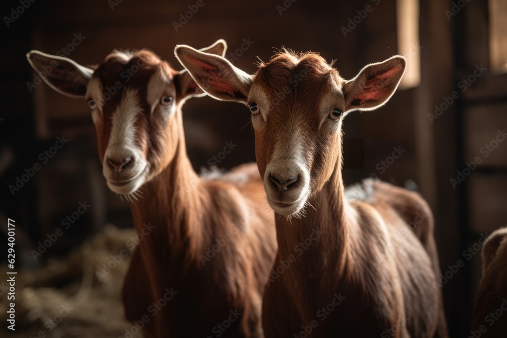 Aherd of brown goats gathered together. PNG. Transpareng. Generative AI