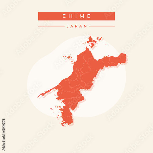 Vector illustration vector of Ehime map japan photo
