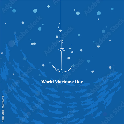 World Maritime Day poster with sailboat. Vector illustration for your design