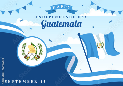 Guatemala Independence Day Vector Illustration on September 15 with Waving Flag Background in National Holiday Flat Cartoon Hand Drawn Templates