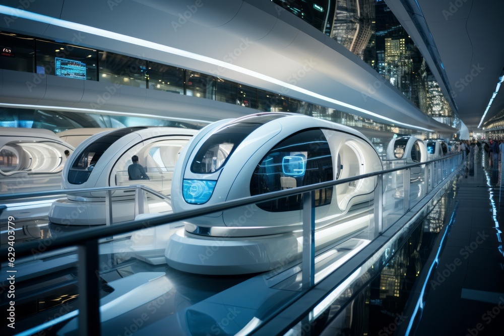 Fototapeta premium Futuristic Transportation Hub, Generative AI