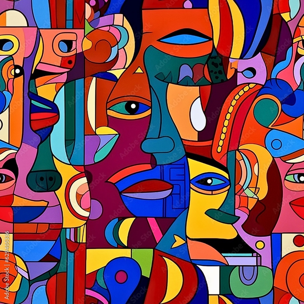 Abstract Doodle Face Seamless Pattern 4 Abstract Doodle Face Seamless Pattern 4