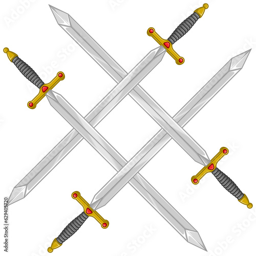 design of four crossed ancient sword