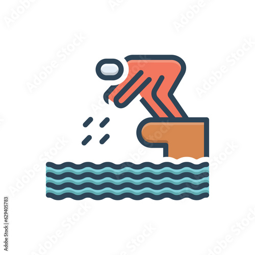 Color illustration icon for dive