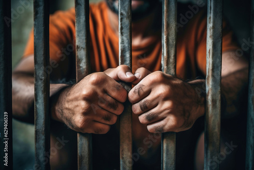 Obraz na plátne Man behind prison bars