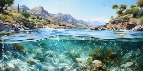 illustration of landscape with underwater part, generative AI © VALUEINVESTOR