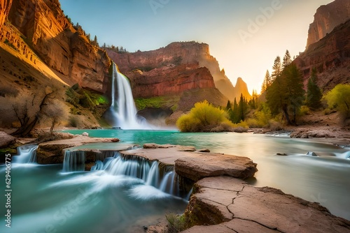 waterfall in the canyon photo