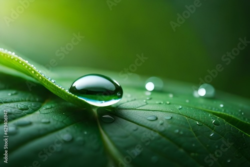 water drops on green leaf