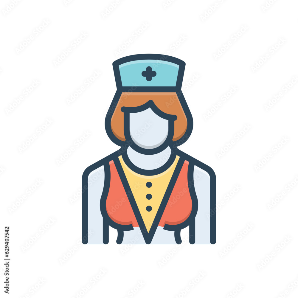 Color illustration icon for nursing