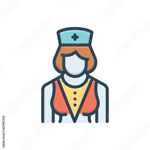 Color illustration icon for nursing