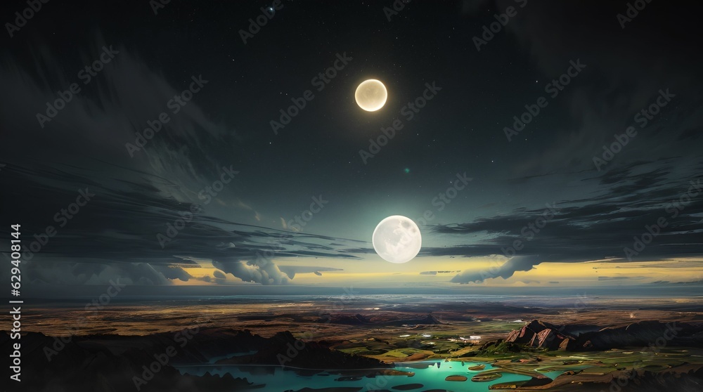 Fototapeta premium ai-generated landscape with moon and cloud