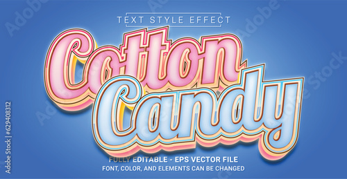 Cotton Candy Text Style Effect. Editable Graphic Text Template.