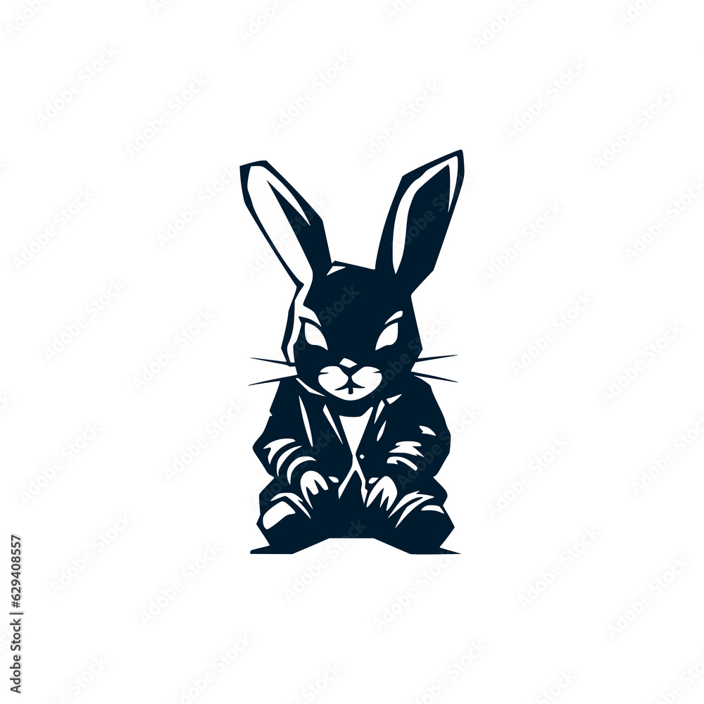 simple rabbit animal grunge style logo vector illustration template design