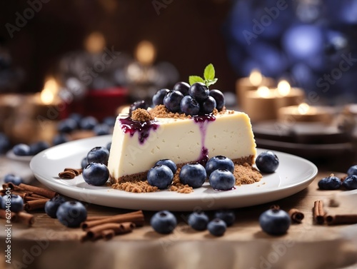 Blueberry cheesecake photography - Generative AI
