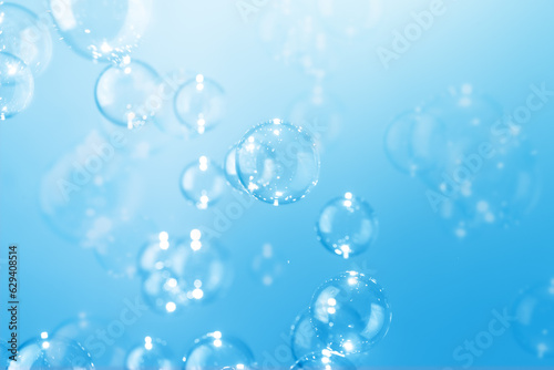 Wallpaper Mural Beautiful Transparent Shiny Blue Soap Bubbles Floating in The Air. Abstract Background, Blue Textured, Celebration Festive Backdrop, Refreshing of Soap Suds, Bubbles Water. Torontodigital.ca