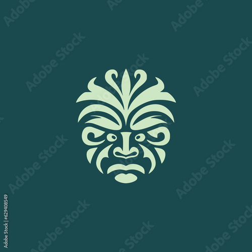simple maori ethnic ancient carving mask logo vector illustration template design