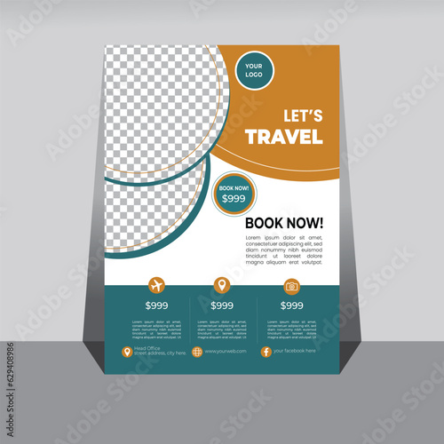 Travel flyer Design. Summer travel agency promotion template design. Travel flyer template design. Travel flyer template design with contact and venue details. Summer travel agency promotion template.