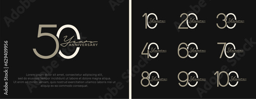 set of anniversary logo brown color on black background for celebration moment