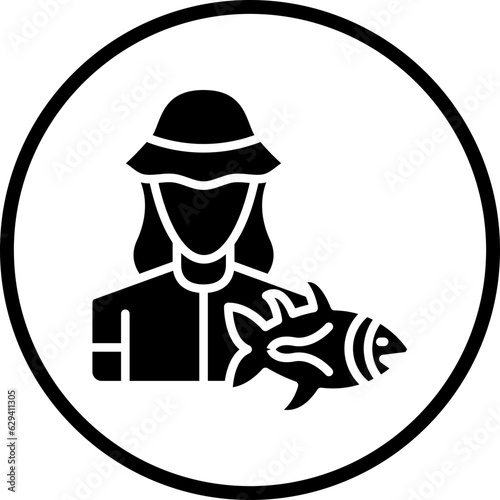 Vector Design Fisherwoman Icon Style