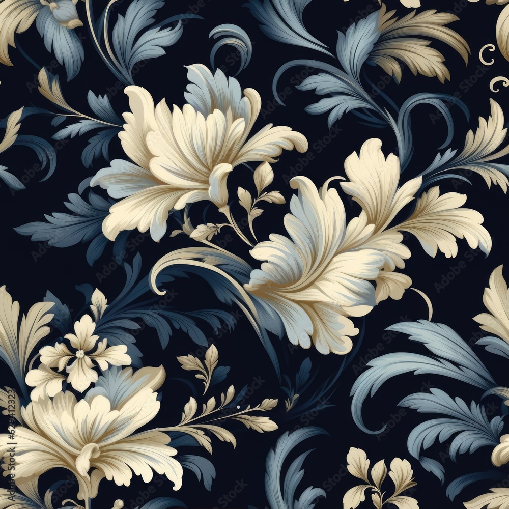 Seamless fabric texture with flowers